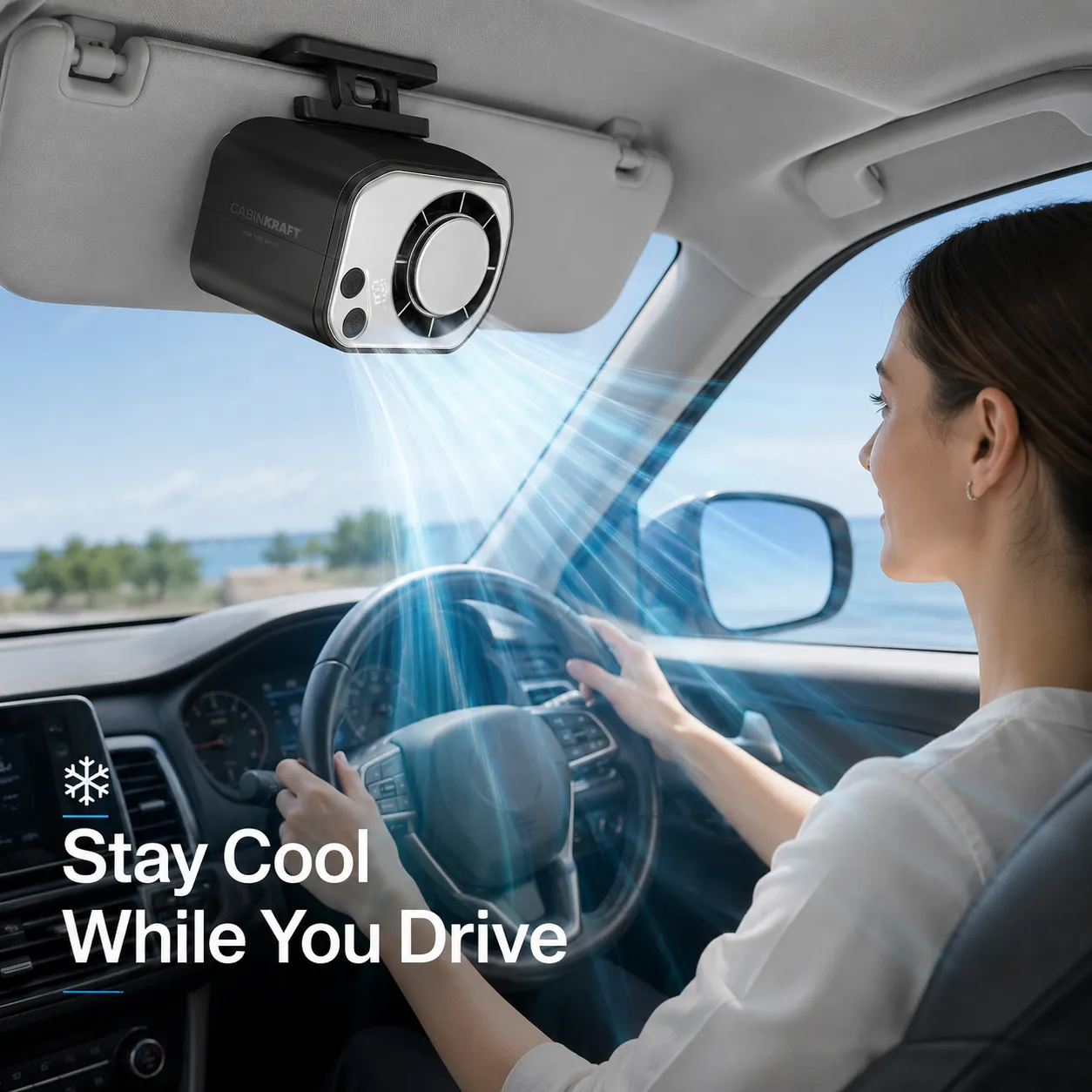 Rechargeable Clip-On Car Fan with LED Display, 360° Adjustable