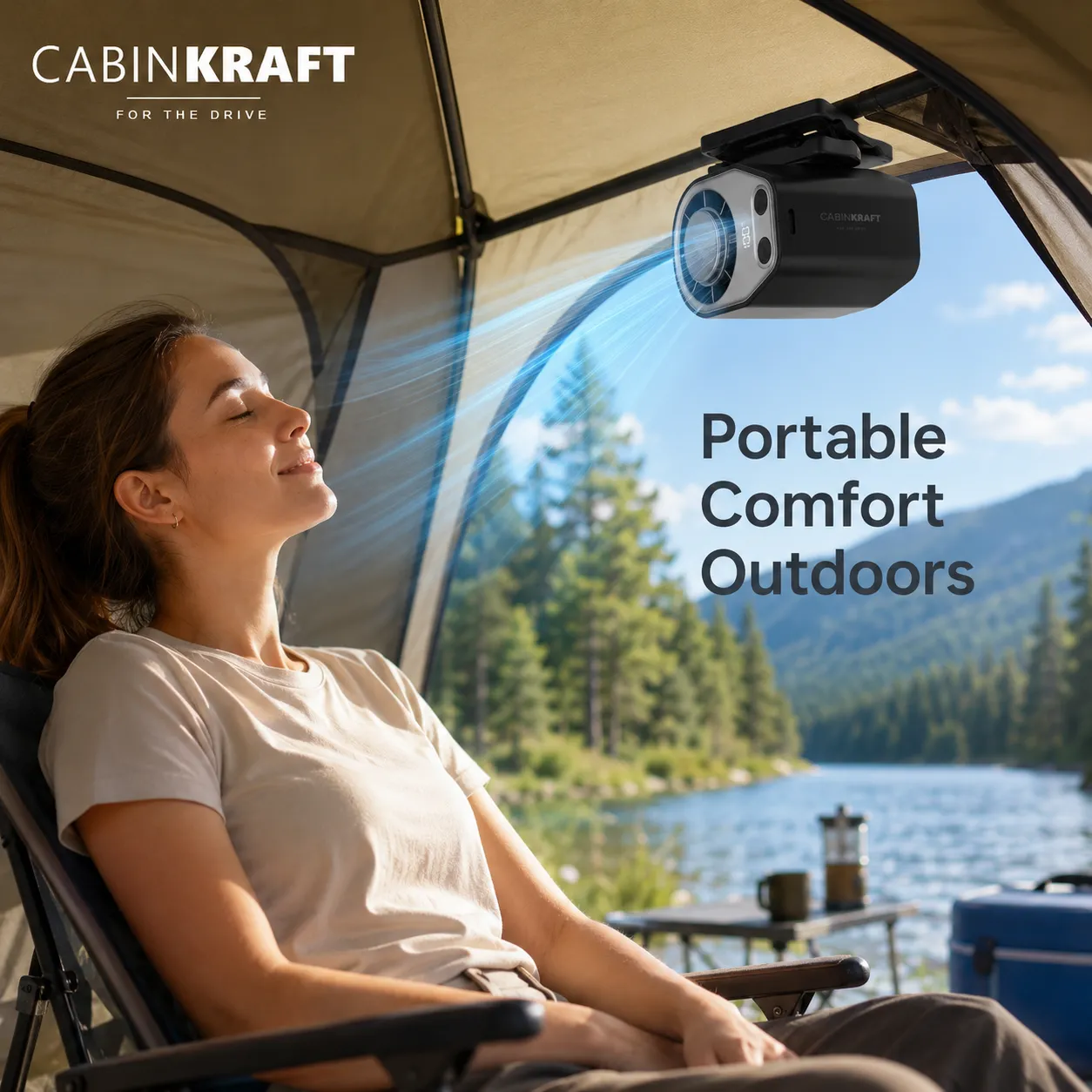 Rechargeable Clip-On Car Fan with LED Display, 360° Adjustable