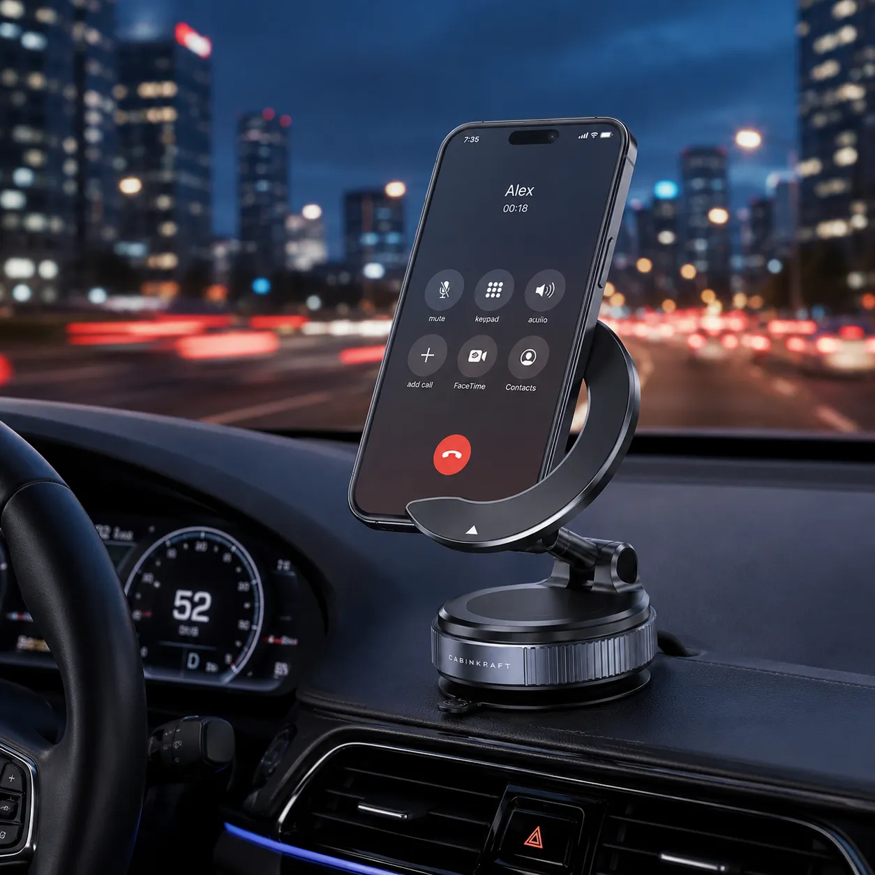 Magnetic Vacuum Suction Phone Mount, Foldable, 360° Adjustable